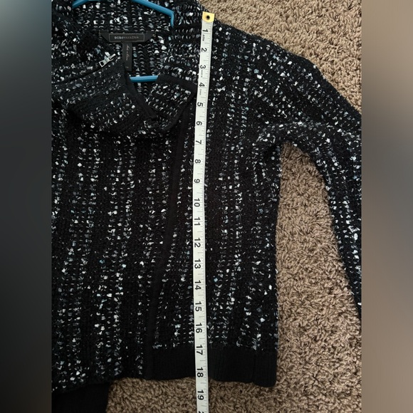 EUC Reeve Moto Cardigan Black White Cotton Blend Scandi Knitwear - Picture 13 of 15